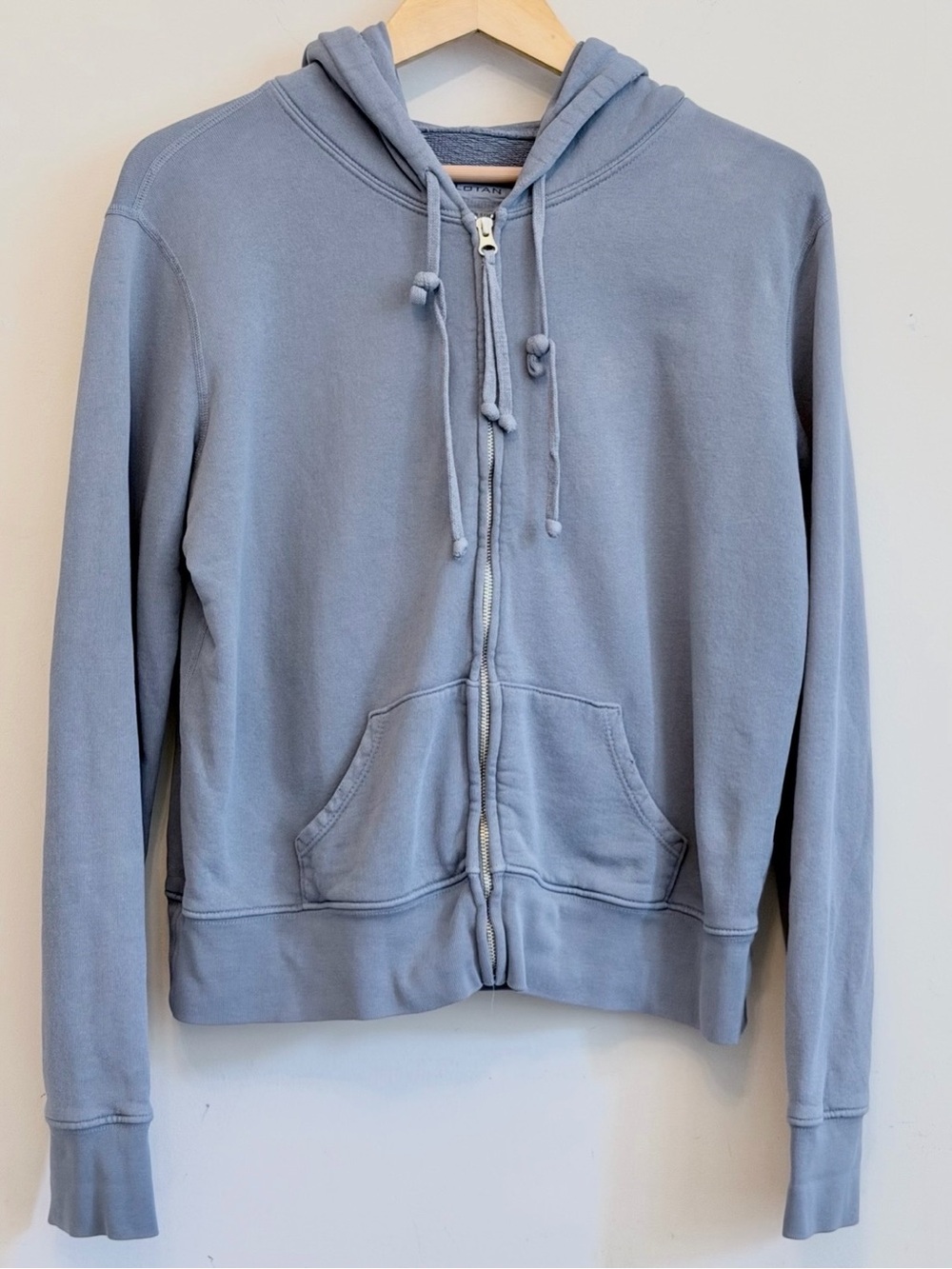 NILI LOTAN Callie Zip-Up Crew Neck Sweatshirt in Light Blue/ Medium